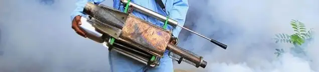 Fumigation technician using a fogger for deep pest treatment in Bakersfield, CA